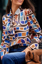 Elegante Patchwork-Oberteile mit Hemdkragen